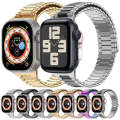 For Apple Watch Series 4 44mm Bamboo Magnetic Stainless Steel Metal Watch Strap(Silver Black)