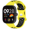 For Redmi Watch 4 Dual Color Perforated Silicone Watch Band(Yellow Black)