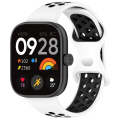 For Redmi Watch 4 Dual Color Perforated Silicone Watch Band(White Blak)