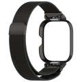 For Redmi Watch 4 Milan Magnetic Steel Mesh Watch Band + Watch Metal Frame(Black)