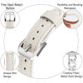 For Apple Watch SE 2023 44mm Rhinestone Denim Chain Leather Watch Band(Beige)