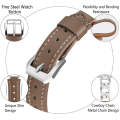 For Apple Watch SE 2023 44mm Rhinestone Denim Chain Leather Watch Band(Dark Brown)