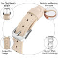 For Apple Watch Series 9 45mm Rhinestone Denim Chain Leather Watch Band(Apricot)
