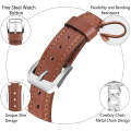 For Apple Watch Series 8 45mm Rhinestone Denim Chain Leather Watch Band(Brown)