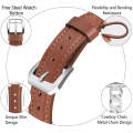 For Apple Watch SE 2022 44mm Rhinestone Denim Chain Leather Watch Band(Brown)