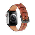 For Apple Watch Ultra 2 49mm Colorful Sewing Thread Leather Watch Band(Brown)