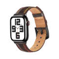 For Apple Watch Series 9 41mm Colorful Sewing Thread Leather Watch Band(Dark Brown)