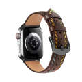 For Apple Watch Ultra 49mm Colorful Sewing Thread Leather Watch Band(Dark Brown)