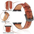 For Apple Watch Series 8 41mm Colorful Sewing Thread Leather Watch Band(Brown)