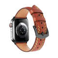 For Apple Watch Series 7 41mm Colorful Sewing Thread Leather Watch Band(Brown)