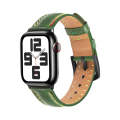 For Apple Watch Series 7 45mm Colorful Sewing Thread Leather Watch Band(Green)