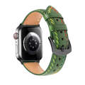For Apple Watch Series 6 44mm Colorful Sewing Thread Leather Watch Band(Green)