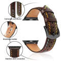 For Apple Watch Series 3 38mm Colorful Sewing Thread Leather Watch Band(Dark Brown)