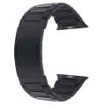 For Apple Watch SE 2023 44mm Stainless Steel H-Shaped Fold Buckle Watch Band(Black)