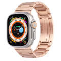 For Apple Watch Series 7 45mm Stainless Steel H-Shaped Fold Buckle Watch Band(Rose Gold)