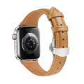 For Apple Watch Ultra 2 49mm Plain Leather Butterfly Buckle Watch Band(Brown+Silver)