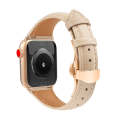 For Apple Watch Ultra 2 49mm Plain Leather Butterfly Buckle Watch Band(Apricot+Rose Gold)