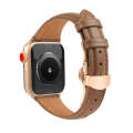 For Apple Watch Series 9 45mm Plain Leather Butterfly Buckle Watch Band(Dark Brown+Rose Gold)