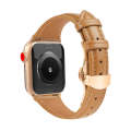 For Apple Watch Series 4 40mm Plain Leather Butterfly Buckle Watch Band(Brown+Rose Gold)