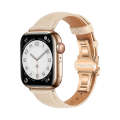 For Apple Watch Series 3 38mm Plain Leather Butterfly Buckle Watch Band(Apricot+Rose Gold)
