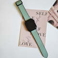 For Apple Watch SE 2023 40mm Fold Magnetic Square Buckle PU Silicone Watch Band(Cyan)