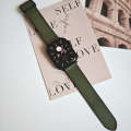 For pple Watch Series 5 44mm Fold Magnetic Square Buckle PU Silicone Watch Band(Dark Green)