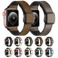 For pple Watch Series 5 44mm Fold Magnetic Square Buckle PU Silicone Watch Band(Dark Brown)