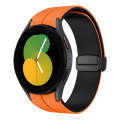 For Samsung Galaxy Watch 5  44mm Two Color Magnetic Folding Buckle Silicone Watch Band(Orange+Black)