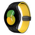 For Samsung Galaxy Watch 5  44mm Two Color Magnetic Folding Buckle Silicone Watch Band(Black+Yellow)