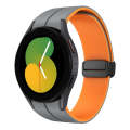 For Samsung Galaxy Watch 5  44mm Two Color Magnetic Folding Buckle Silicone Watch Band(Grey+Orange)