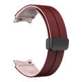 For Samsung Galaxy Watch 5  44mm Two Color Magnetic Folding Buckle Silicone Watch Band(Wine Red+P...
