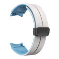For Samsung Galaxy Watch 5  40mm Two Color Magnetic Folding Buckle Silicone Watch Band(White+Blue)