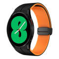 For Samsung Galaxy Watch 4 44mm Two Color Magnetic Folding Buckle Silicone Watch Band(Black+Orange)