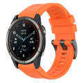 For Garmin Quatix 7 Pro Solid Color Black Buckle Silicone Quick Release Watch Band(Orange)