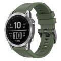 For Garmin Fenix 7 Pro Solid Color Black Buckle Silicone Quick Release Watch Band(Dark Green)