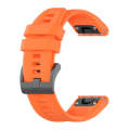 For Garmin Fenix 7 Pro Solid Color Black Buckle Silicone Quick Release Watch Band(Orange)