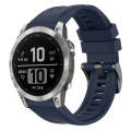 For Garmin Fenix 7 Pro Solid Color Black Buckle Silicone Quick Release Watch Band(Dark Blue)