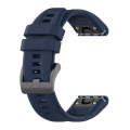 For Garmin Fenix 7 Pro Solid Color Black Buckle Silicone Quick Release Watch Band(Dark Blue)