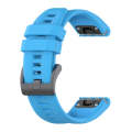 For Garmin Fenix 7 Pro Solid Color Black Buckle Silicone Quick Release Watch Band(Sky Blue)