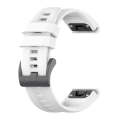 For Garmin Fenix 6 Pro GPS Solid Color Black Buckle Silicone Quick Release Watch Band(White)