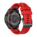 For Garmin Fenix 5 / Fenix 5 Plus Solid Color Black Buckle Silicone Quick Release Watch Band(Red)