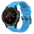 For Garmin Fenix 5 / Fenix 5 Plus Solid Color Black Buckle Silicone Quick Release Watch Band(Sky ...