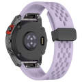 For Garmin Descent MK3i 43mm 20mm Holes Magnetic Folding Buckle Silicone Watch Band(Purple)