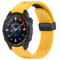 For Garmin Descent MK3i 43mm 20mm Holes Magnetic Folding Buckle Silicone Watch Band(Yellow)