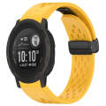 For Garmin Instinct 2 / Instinct 22mm Holes Magnetic Folding Buckle Silicone Watch Band(Yellow)