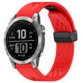 For Garmin Fenix 7 / Fenix 7 Pro 22mm Holes Magnetic Folding Buckle Silicone Watch Band(Red)