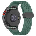 For Garmin Fenix 7 / Fenix 7 Pro 22mm Holes Magnetic Folding Buckle Silicone Watch Band(Dark Green)