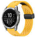 For Garmin Fenix 7 / Fenix 7 Pro 22mm Holes Magnetic Folding Buckle Silicone Watch Band(Yellow)