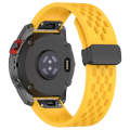 For Garmin Quatix 7 Pro 22mm Holes Magnetic Folding Buckle Silicone Watch Band(Yellow)