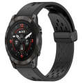For Garmin Epix Pro 51mm Holes Magnetic Folding Buckle Silicone Watch Band(Black)